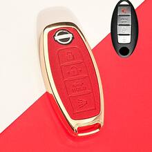 Zinc Alloy Key Fob Cover, Fit For Nissan 4-Button Key Fob Protector (With PU Keychain), Zinc Alloy Key Case, Metal Key Holder Cover, Fit For Nissan Altima Sentra Maxima Rogue Armada Pathfinder Infiniti Smart Remote, Gift, Gold, Red, Pink - Multicolor - View 5