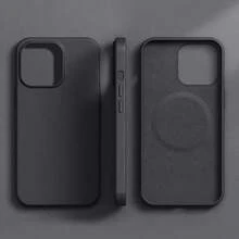1pc Leather Case Cover For IPhone 11 12 13 14 15 16 Pro Max Plus Leather Magnetic Compatible With Inductive Charging Premium Luxury Protection - Black - View 1