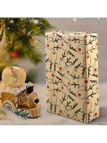 Large-Sized 3m Roll Of Christmas Kraft Paper Gift Wrapping Paper With Deer Patterns, Suitable For Christmas Party Gifts, Birthdays, Graduation Ceremonies, Gift Decoration Wrapping Paper, Thin Paper, Flower Arrangement Supplies, Gift Wrapping Paper.