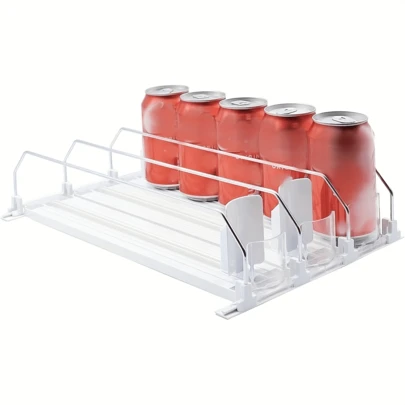 3-Row Refrigerator Beverage Organizer Fridge Soda Can Dispenser Automatic Beverage Dispenser Holds Up To 25 Cans Adjustable Width For Kitchen Storage