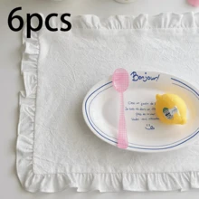 1pc/6pcs/30pcs French Retro Dining Placemats, White Ruffle Edge Dust Cover Cloth, Tea Table Mat, Baking & Food Photography Napkins