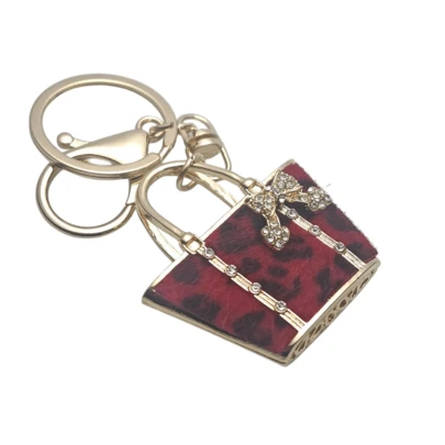 1 个精美的红色波点布艺钥匙扣 - 完美适用于女士钱包、手机等 - 镀金汽车配件，女士礼物，手机配件