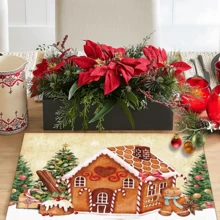 1 peça/4 peças/6 peças de jogos americanos de linho com estampa natalina vintage, adequados para mesa de jantar, Natal, podem ser presentes de Natal, decorações de Natal, aplicáveis para todas as estações, jogos americanos modernos laváveis, decoração de quarto, porta-copos, jogos americanos de mesa de jantar de cozinha, decorações para festas internas/externas, decoração para casa, presentes ideais - Multicolorido - Ver 2