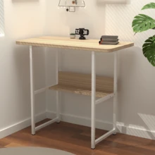 Lislark Computer Desk Table, Office Desk, Study Writing Small Desks With Storage Shelf Keyboard Tray, Gaming Desks For Home Bedroom Office Table Workstations, 80x72x40cm - Wood white - 查看 5