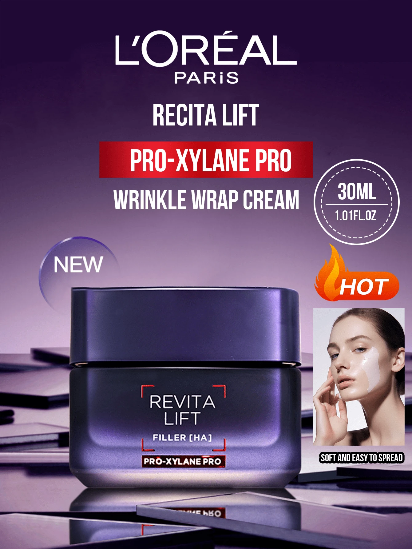L’Oreal Paris Kem dưỡng da chống nhăn L'Oreal Revitalift Hyaluronic Acid Plumping & Radiant, 15/30ml, công thức chống lão hóa mới, chứa các thành phần hoạt tính làm mờ và săn chắc da hiệu quả, hệ thống bơm siêu nhỏ giúp thẩm thấu hiệu quả, làm săn chắc và mịn da, tăng cường độ đàn hồi, giảm mẩn đỏ, kết cấu mềm mịn như nhung, dễ thoa, phù hợp với mọi loại da, sử dụng hàng ngày và trong những dịp đặc biệt. - Kem dưỡng làm mờ nếp nhăn và trẻ hóa da Fuyan Hyaluronic Acid - Xem 1