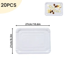 10/20 piezas Platos de papel rectangulares blancos y ligeros, platos desechables grandes adecuados para galletas, pasteles, postres, aperitivos, aplicables para bodas, reuniones familiares, fiestas de cumpleaños, picnics, barbacoas, días festivos - Blanco - Ver 14