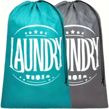 2pcs Laundry Bag Set - Large Size Dirty Clothes Storage Bag With Drawstring Closure, Ideal For Travel, Camping And Dorm Room, Travel-Friendly Organizer For Delicate Garments And Quick-Access Laundry Tote, Multi-Use Laundry Organizer For Home, School, Gym, And Laundry Room, Lightweight And Convenient Travel Accessory For Seamless Sorting And Neat Storage On The Go - Multicolor - View 2