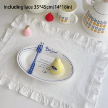 1pc/6pcs/30pcs French Retro Dining Placemats, White Ruffle Edge Dust Cover Cloth, Tea Table Mat, Baking & Food Photography Napkins