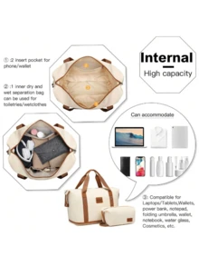 6 Piece Lightweight ABS Luggage Set - 4-Wheel Suitcases With TSA Combination Lock Includes 20" 24" 28" Trolley Cases 12" Vanity Case Duffel Bag And Toiletry Bag For Travel/4 Piece Luggage Set 20 Inch Lightweight ABS Hard Case Carry-On Cabin Suitcase With TSA Lock Includes Weekender Bag Vanity Case And Toiletry Bag For Travel - 白色 - 查看 11