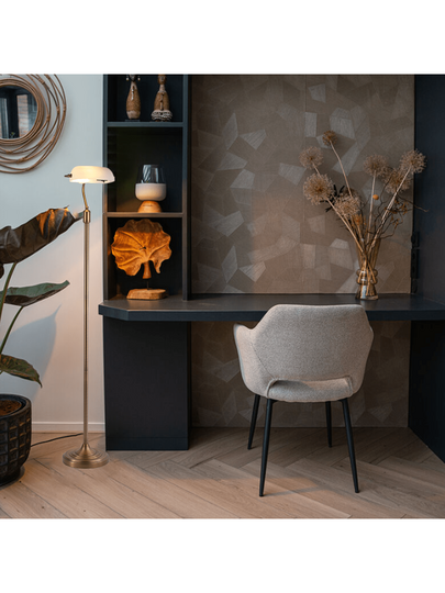 Alpinaluz Classic Bronze Notary Vloer Lamp Wit Glass Shade Brass Holder le, E27 view 2