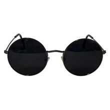 Ja-Jo Retro Black Vintage Style Oversized Round - 全黑 - 查看 4