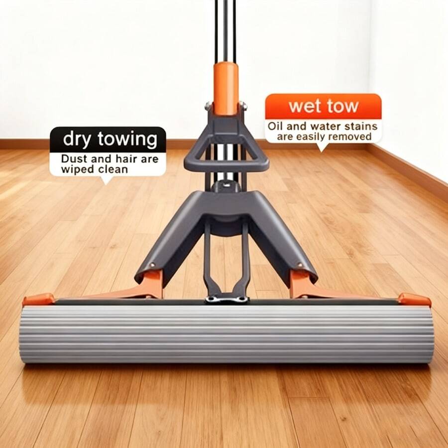 Mop And Wall-Mounted Storage Rack - Wet And Dry Dual-Use, Hands-Free, Suitable For Bathroom, Kitchen, Glass, Tile And Hardwood Floors, Stainless Steel/PP Material, Multi-Surface Cleaning, Ergonomic Design, Durable Construction - Nhiều màu - Xem 1