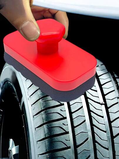 1 szt. Gąbki do aplikacji wosku i nabłyszczacza do opon z bezpiecznym uchwytem i pokrywką, przeznaczone do pielęgnacji samochodów, idealne do samochodów osobowych, ciężarowych i SUV-ów