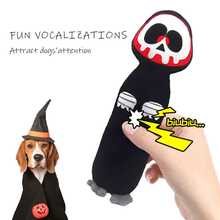 1 pezzo Bambola da masticare per animali domestici di Ognissanti, bambola di peluche per cani con fischietto e design del Grim Reaper, bambola da masticare resistente per la pulizia dei denti