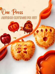 1 pieza Moldes mini para tartas, moldes para tartas de manzana de fiesta, en varias formas de manzana, avellana, calabaza - Fabricante de tartas hecho a mano, accesorio de cocina perfecto para hacer comida de fiesta navideña. - Multicolor - Ver 3