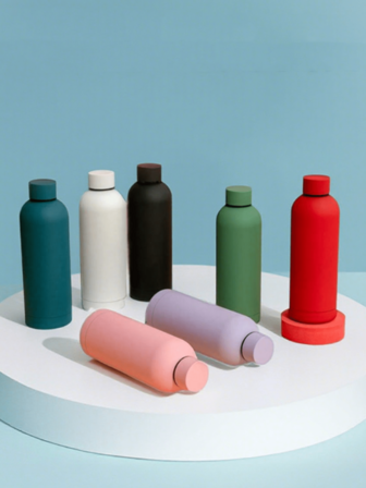 304 Stainless Steel Small Mouth Bottle, Outdoor Insulated Tumbler, Rubber Coated Sports Water Bottle, Thick Double Wall Cup