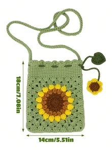 1 Set Beginner Crochet Kit, Bohemian Style Sunflower Crochet Tote Bag, DIY Yarn Crochet, Includes Basic Accessories And Tutorial, Holiday Gift