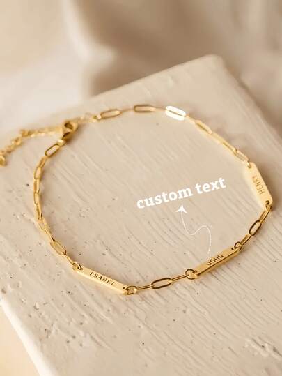 1 Customized Name Fashion Carving Bracelet, Personalized 1-3 English Stainless Steel Bracelets With Names, Simple, Fashionable And Elegant, Suitable For Daily Clothing, Christmas And Thanksgiving Gifts, For Family, Friends And Ladies