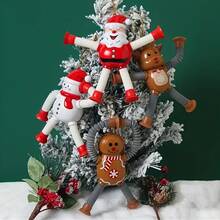 4件套伸缩圣诞玩具 - 圣诞老人、雪人、驯鹿、姜饼人，可扩展吸盘装饰玩具。非常适合圣诞节、万圣节和生日礼物、季节性装饰、节日装饰、节日人物、趣味装饰、便捷收纳、轻巧人偶、节日小雕像、家庭娱乐、节日购物。