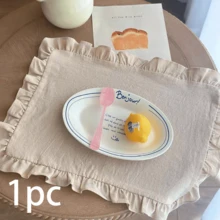 1pc/6pcs/30pcs French Retro Dining Placemats, White Ruffle Edge Dust Cover Cloth, Tea Table Mat, Baking & Food Photography Napkins