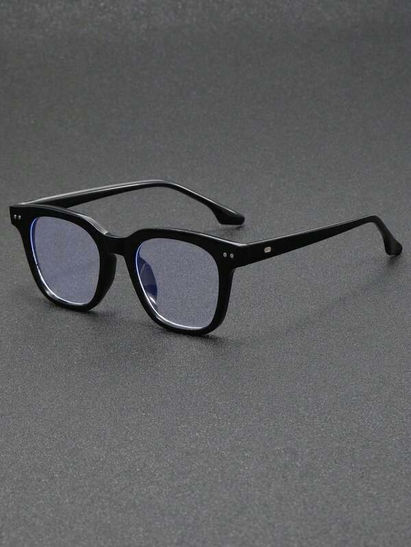 1 Pair Men's Square Minimalist Style Non-Prescription Glasses, Suitable For Daily Office, Outfit Decoration, Cycling, And General Use