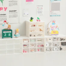 Multiple Drawer Compartments Compact Mini Storage Organizer - Transparent Plastic, Stackable Design For Desk, Office, Bedroom, Kitchen - Ideal For Makeup, Jewelry, Stationery & Small Tools, Jewelry Boxes