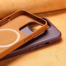1pc Leather Case Cover For IPhone 11 12 13 14 15 16 Pro Max Plus Leather Magnetic Compatible With Inductive Charging Premium Luxury Protection - 墨綠色 - 查看 5