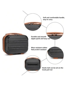 Lightweight Travel Luggage Set (ABS Hard Shell, 4-Wheel, TSA): 4-Piece/6-Piece – With Trolley (20"/24"/28"), Cosmetic Case & Bags - Black - View 7
