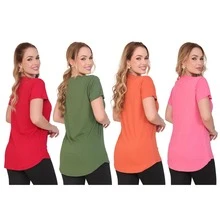 Kit 4 Long Line Blouses, Long Bum Bum Cover, Fitness Gym Long - 紅色/綠色/磁磚色/粉紅色 - 查看 10