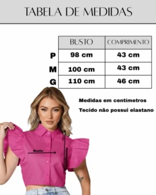 Elegant Women's Crop Top With Buttons And Ruffles - Hot Pink - View 3