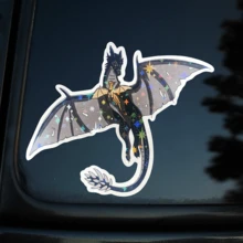 Wasserfester Drachen Aufkleber mit Vierflügel-Design - Strapazierfähiger Papieraufkleber für Laptops, Wasserflaschen, Handyhüllen, Tagebücher und Scrapbooking - Vielseitiger Klebeaufkleber