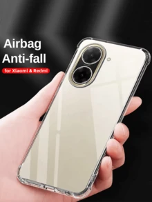 Transparent Phone Case, Protective Back Cover, Suitable For Redmi Phones, Air Cushion Full Lens Anti-Drop Soft Silicone Back Cover - Clear - View 11
