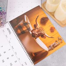 Calendario 2026 della mucca delle Highlands - Mucca delle Highlands buffa nella vasca da bagno con disegno floreale, pianificatore mensile per ufficio e decorazione domestica, regalo perfetto per Capodanno o Natale, materiale cartaceo, stile a pagine ribaltabili, dimensioni elevate