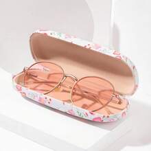 1pc Minimalist Portable Floral Eyeglass Case, Crush-Resistant Eyewear Protective Box