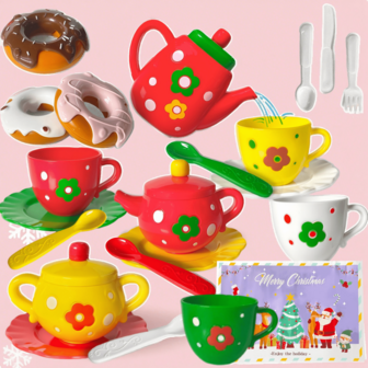 Juego de té para niñas, juego de tetera de juego, juguetes de cocina de hora del té de princesa, regalo de cumpleaños, Pascua y Navidad para niños