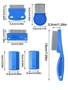 3/6pcs Pet Grooming Set, Blue Brush, Stainless Steel Floating Hair Brush With Dense Teeth Design To Prevent Hair Jumping And Clean Brush, Remove Shed Hair, Solve Pet Hair Tangling Issue, High-Quality Material, Pet Essential - Multicolor - View 9