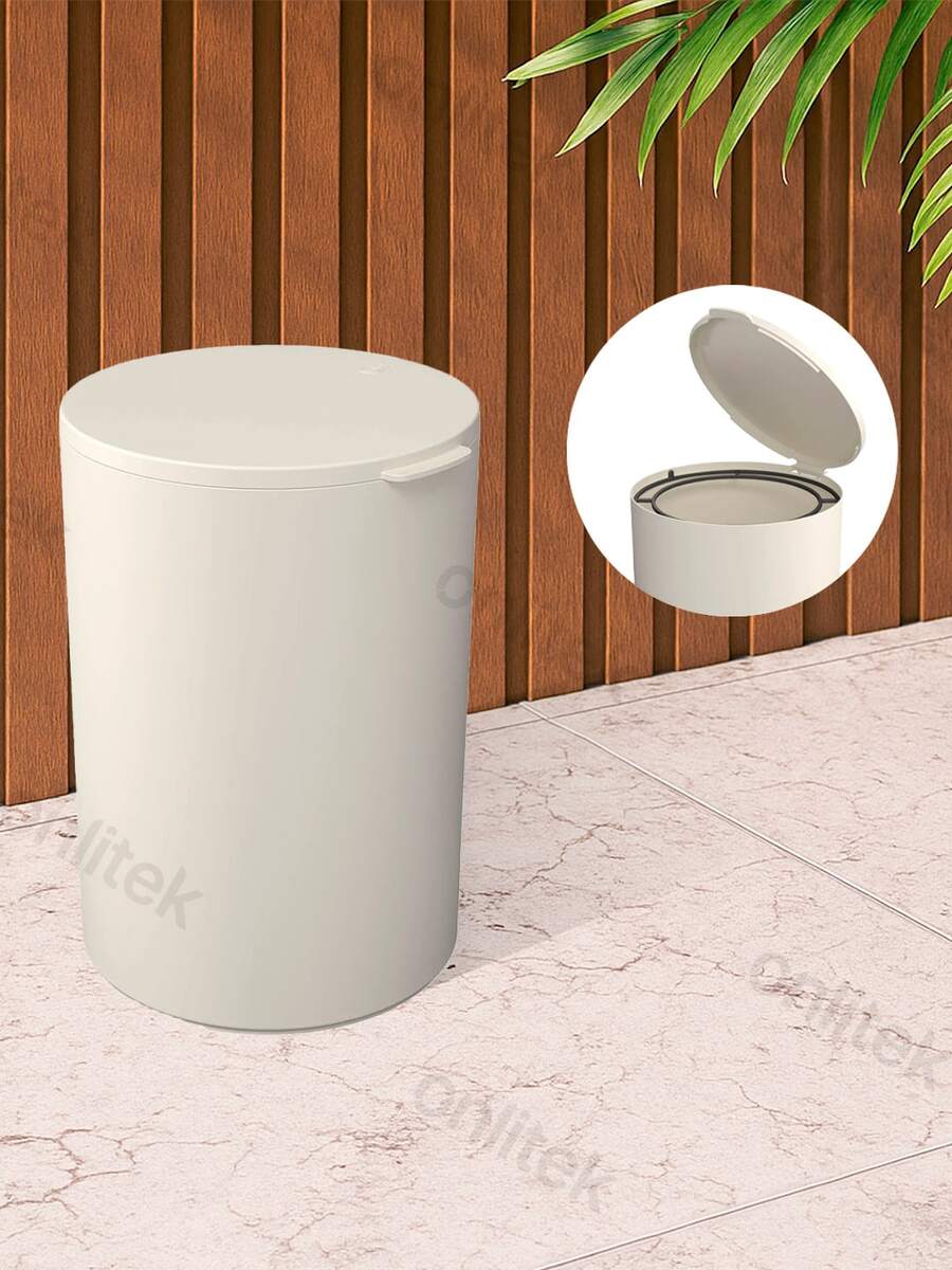 Trash Can With Lid 5 Liters Multipurpose Coza Serene Bathroom / Kitchen / Office - Beige - View 1