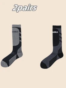 Women's Thickened Warm Outdoor Professional Ski Socks Available In Black, White, And Gray Styles Featuring A Sporty High-Top Design With Stylish Stitching Details Essential Gear For Winter Mountaineering And Skiing