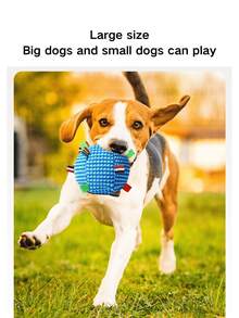 1pc Blue Plush Dog Toy With Sound, Blue Bell Chew Toy Ball, Washable High-Quality Material, Interactive With Owner, Durable Anti-Bite, Sleep Companion Dog Toy, Happy Puppy Game, Dog Chasing Toy - Multicolor - View 4
