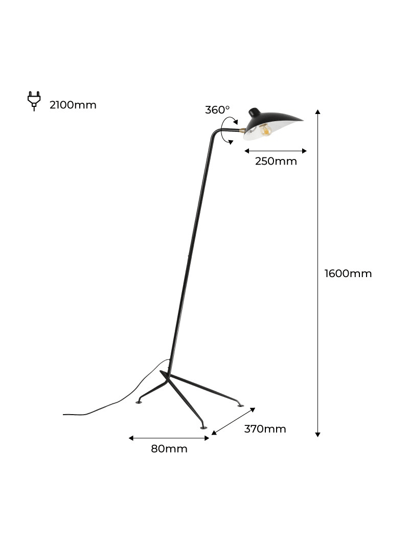 Alpinaluz Zwart Vloer Lamp Moderne Minimalist Nordic In Aluminum, Adjustable Shade, E27. view 9