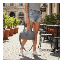 Bolsa Feminina Transversal Impermeavel Casual Elegante Passeio - Cinza - Visão 2