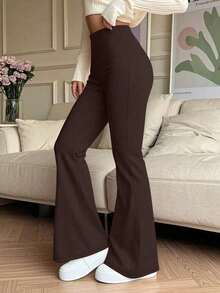 Einfarbige, hochsitzende, elastische weite Hose, Sport-Yoga-Hose, Kompressionsleggings, Lauf- und Fitnesshose, Frühlings- und Sommer-Sporthose mit atmungsaktiver, schnelltrocknender Funktion, Damen Leggings, Damenbekleidung