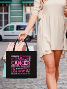 Women's Black Tote Bag And A Small Bag For Women -Shoulder Handbag With Breast Cancer Awareness Pink Ribbon Graphic , Multi Functional Portable Teacher Handbag,Women's Linen Large Capacity Handbag.Portable Casual Storage Handbag With Innovative Design And Large Capacity, Making It An Ideal Shopping Bag,Perfect Religious Gift For Her Soul Companionteacher's Thank You Gift