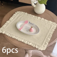 1/6/30 件韩国 Ins 风格米色心形蕾丝小餐巾，多用途防尘布，适用于食物摄影