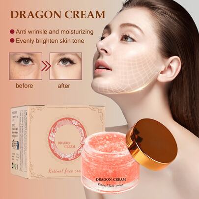 龙血精华霜（50克/瓶）富含视黄醇、弹性蛋白和透明质酸。它能深层滋润肌肤，抚平细纹和皱纹，提亮紧致肤色，均匀肤色，并恢复肌肤弹性和年轻光泽。秋冬季必备，适合所有肤质。