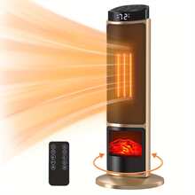 Sweetcrispy Space Heater For Indoor Use, 23Inch Portable Heater With Remote And Thermostat,7 Light Modes, 70°Oscillation, 12H Timer, Up To 95°F, Tip-Over Protection - Gold - View 6