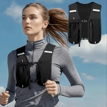 Unisex Lightweight Running Vest Backpack With Zipper Water Bottle Pocket, Running Phone Pouch, Outdoor Hiking Vest Bag, Cycling Vest Bag, Compact Sports Storage Backpack With Water Bottle Holder, Ergonomic Design With Padded Back Panel And Breathable Mesh, Suitable For Hiking, Cycling, Fitness, Ideal For Running, Trekking, Mountaineering, Compact And Durable For Long-Distance Activities - Multicolor - View 5