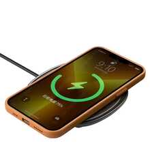 1pc Leather Case Cover For IPhone 11 12 13 14 15 16 Pro Max Plus Leather Magnetic Compatible With Inductive Charging Premium Luxury Protection - Light Leather - View 7