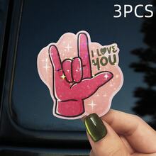 Pegatina de vinilo con gesto de "Te amo" - Estilo retro con acabado mate, autoadhesiva, forma asimétrica para coche, motocicleta, portátil y talla grande - Fácil de aplicar, calcomanía para vehículos, pegatinas de motocicleta