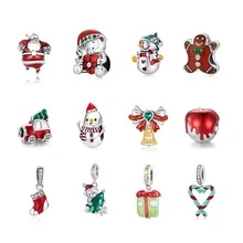 bamoer Bamoer's Original Design Christmas Series Charm: DIY Beaded Christmas Stockings, Cute Snowmen, Gingerbread Men, Heart-Shaped Candy Canes, Gift Beads, Golden Bells - Fashionable And Popular Women's Jewelry With 925 Silver Accessories